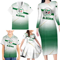 Algeria Soccer Family Matching Long Sleeve Bodycon Dress and Hawaiian Shirt with Desert Warriors Text and National Flag Design