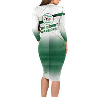 Algeria Soccer Family Matching Long Sleeve Bodycon Dress and Hawaiian Shirt with Desert Warriors Text and National Flag Design