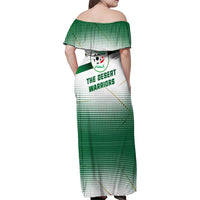 Algeria Soccer Family Matching Off Shoulder Maxi Dress and Hawaiian Shirt with Desert Warriors Text and National Flag Design