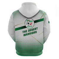 Algeria Soccer Hoodie with Desert Warriors Text and National Flag Design