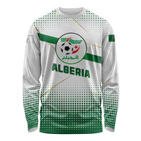 Algeria Soccer Long Sleeve Shirt with Desert Warriors Text and National Flag Design