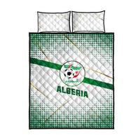 Algeria Soccer Quilt Bed Set with Desert Warriors Text and National Flag Design