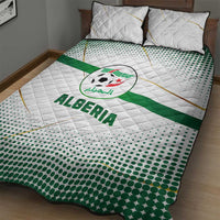 Algeria Soccer Quilt Bed Set with Desert Warriors Text and National Flag Design