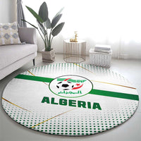 Algeria Soccer Round Carpet with Desert Warriors Text and National Flag Design