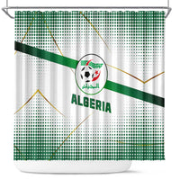 Algeria Soccer Shower Curtain with Desert Warriors Text and National Flag Design