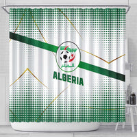 Algeria Soccer Shower Curtain with Desert Warriors Text and National Flag Design