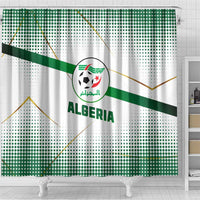 Algeria Soccer Shower Curtain with Desert Warriors Text and National Flag Design