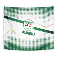 Algeria Soccer Tapestry with Desert Warriors Text and National Flag Design