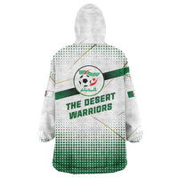 Algeria Soccer Wearable Blanket Hoodie with Desert Warriors Text and National Flag Design