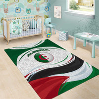 Algeria Area Rug with National Flag and Coat of Arms Crest Design