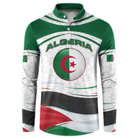 Algeria Button Sweatshirt with National Flag and Coat of Arms Crest Design