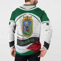 Algeria Button Sweatshirt with National Flag and Coat of Arms Crest Design