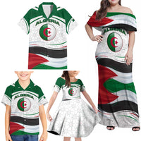 Algeria Family Matching Off Shoulder Maxi Dress and Hawaiian Shirt with National Flag and Coat of Arms Crest Design