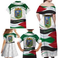 Algeria Family Matching Off Shoulder Maxi Dress and Hawaiian Shirt with National Flag and Coat of Arms Crest Design