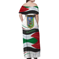 Algeria Family Matching Off Shoulder Maxi Dress and Hawaiian Shirt with National Flag and Coat of Arms Crest Design