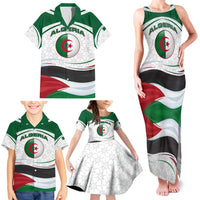 Algeria Family Matching Tank Maxi Dress and Hawaiian Shirt with National Flag and Coat of Arms Crest Design