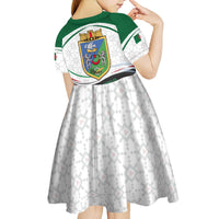 Algeria Kid Short Sleeve Dress with National Flag and Coat of Arms Crest Design