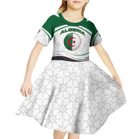 Algeria Kid Short Sleeve Dress with National Flag and Coat of Arms Crest Design