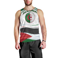 Algeria Men Tank Top with National Flag and Coat of Arms Crest Design