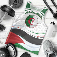 Algeria Men Tank Top with National Flag and Coat of Arms Crest Design