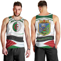 Algeria Men Tank Top with National Flag and Coat of Arms Crest Design