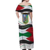 Algeria Off Shoulder Maxi Dress with National Flag and Coat of Arms Crest Design