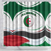 Algeria Shower Curtain with National Flag and Coat of Arms Crest Design
