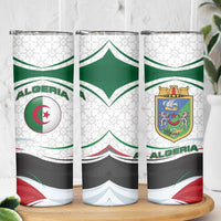 Algeria Skinny Tumbler with National Flag and Coat of Arms Crest Design