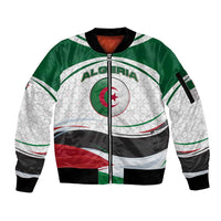 Algeria Sleeve Zip Bomber Jacket with National Flag and Coat of Arms Crest Design