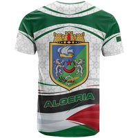 Algeria T Shirt with National Flag and Coat of Arms Crest Design