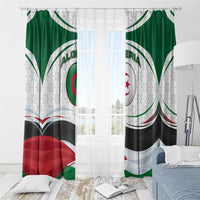 Algeria Window Curtain with National Flag and Coat of Arms Crest Design
