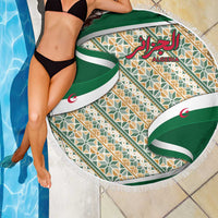 Algeria Beach Blanket with Arabic Calligraphy and Traditional Pattern Design