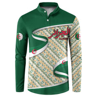 Algeria Button Sweatshirt with Arabic Calligraphy and Traditional Pattern Design