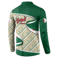 Algeria Button Sweatshirt with Arabic Calligraphy and Traditional Pattern Design