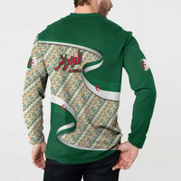 Algeria Button Sweatshirt with Arabic Calligraphy and Traditional Pattern Design