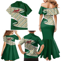 Algeria Family Matching Mermaid Dress and Hawaiian Shirt with Arabic Calligraphy and Traditional Pattern Design