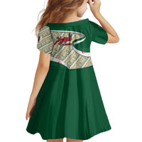 Algeria Family Matching Off The Shoulder Long Sleeve Dress and Hawaiian Shirt with Arabic Calligraphy and Traditional Pattern Design