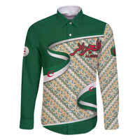 Algeria Family Matching Off The Shoulder Long Sleeve Dress and Hawaiian Shirt with Arabic Calligraphy and Traditional Pattern Design