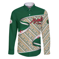 Algeria Family Matching Off Shoulder Maxi Dress and Hawaiian Shirt with Arabic Calligraphy and Traditional Pattern Design