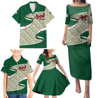 Algeria Family Matching Puletasi and Hawaiian Shirt with Arabic Calligraphy and Traditional Pattern Design