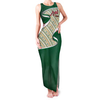 Algeria Family Matching Tank Maxi Dress and Hawaiian Shirt with Arabic Calligraphy and Traditional Pattern Design