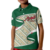 Algeria Kid Polo Shirt with Arabic Calligraphy and Traditional Pattern Design