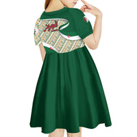 Algeria Kid Short Sleeve Dress with Arabic Calligraphy and Traditional Pattern Design