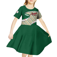 Algeria Kid Short Sleeve Dress with Arabic Calligraphy and Traditional Pattern Design