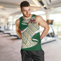 Algeria Men Tank Top with Arabic Calligraphy and Traditional Pattern Design
