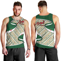 Algeria Men Tank Top with Arabic Calligraphy and Traditional Pattern Design