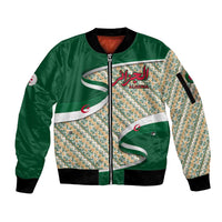 Algeria Sleeve Zip Bomber Jacket with Arabic Calligraphy and Traditional Pattern Design