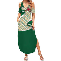 Algeria Summer Maxi Dress with Arabic Calligraphy and Traditional Pattern Design