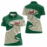 Algeria Women Polo Shirt with Arabic Calligraphy and Traditional Pattern Design