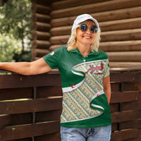 Algeria Women Polo Shirt with Arabic Calligraphy and Traditional Pattern Design